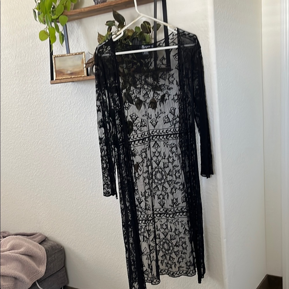 Miss Chievous Black Sheath Long Sleeve Coverup for Cocktail